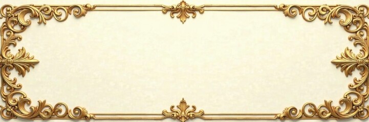 Ornate gold filigree with vintage ornaments on a cream background, vintage, gold