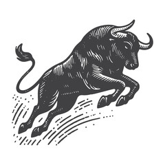 Obraz premium Simple Rodeo Bull Jumping Vector Icon Design – Vintage Retro Logo & Illustration