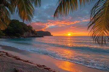 Fototapeta premium colorful beach sunset,