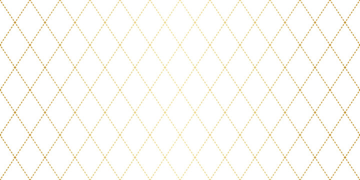 Harlequin rhombus diamonds elegant gold gradient and white vector background seamless repeating pattern banner design