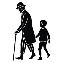 A Person Walking With A Cane While Accompanied By