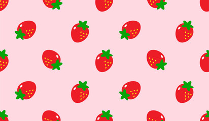 Strawberry flowers summer seamless vector children's pattern. 
