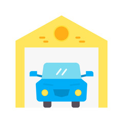 Car infront of Garage icon vector image. Suitable for mobile apps, web apps and print media.