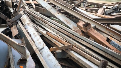 Scrap metal from building construction. Development concept for environmental conservation.