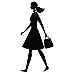 A Woman Walking With A Bag