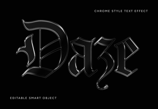Silver Metallic Gothic Chrome 3D Text Effect