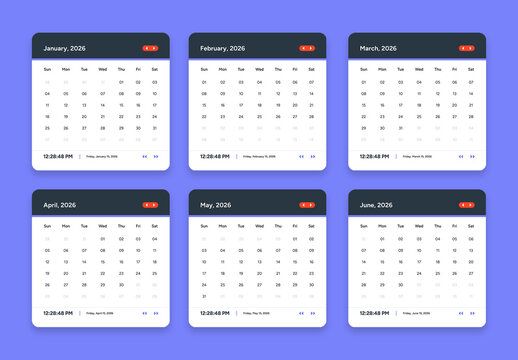 Minimal Web Calendar Template 2026