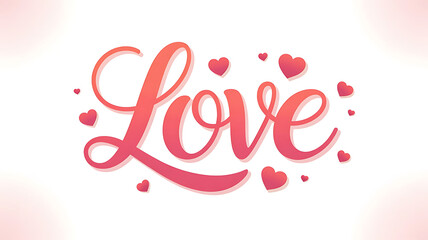 Love: Artistic Typography & Heart Motifs in Colorful Digital Design Background for Romantic Celebrations