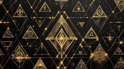 Fototapeta premium Intricate golden geometric pattern design.