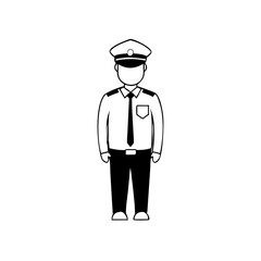 Obraz premium Officer in police uniform icon in filled monochrome style