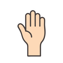 Fototapeta premium Raised palm hand icon in skin tone color