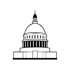 Government building dome in black and white outline