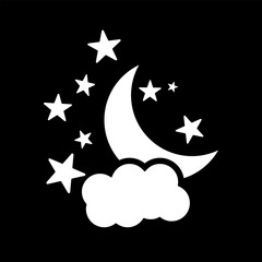 moon and stars icon on white background. Simple element illustration from Astronomy concept. moon and stars icon symbol design.