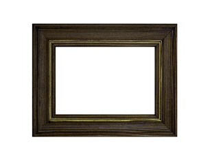 isolated picture frame made of dark wood with subtle gold inlay