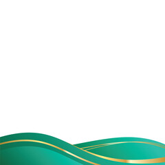 Emerald and Gold Abstract Waves Corner Border