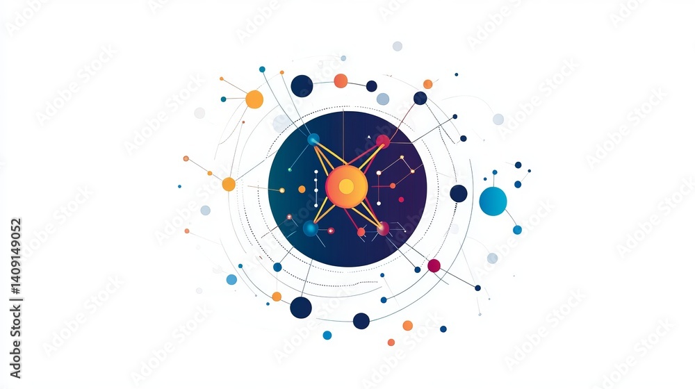 Poster abstract colorful network connection technology background illustration design art web data dots