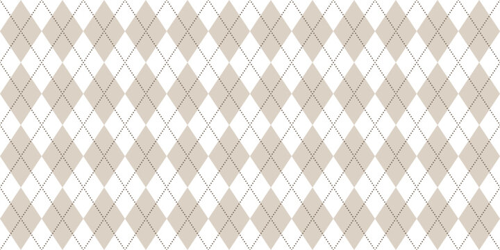 Neutral beige argyle seamless pattern background, retro plaid diamond harlequin print wallpaper design