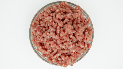 Ground meat isolated on white background