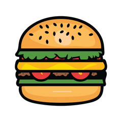 Fresh hamburger fast food with beef and cheese fast food menu Illustration