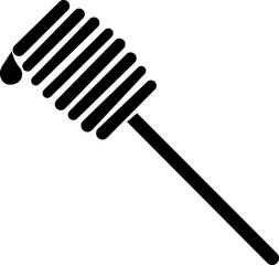 Honey dipper stick with dripping honey icon silhouette, smooth texture and glossy appearance. in studio food photography with nature elements, isolated on transparent background, for food or taste