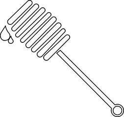 Honey dipper stick with dripping honey icon silhouette, smooth texture and glossy appearance. in studio food photography with nature elements, isolated on transparent background, for food or taste