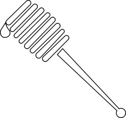 Honey dipper stick with dripping honey icon silhouette, smooth texture and glossy appearance. in studio food photography with nature elements, isolated on transparent background, for food or taste