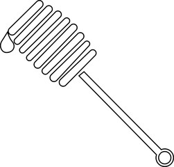 Honey dipper stick with dripping honey icon silhouette, smooth texture and glossy appearance. in studio food photography with nature elements, isolated on transparent background, for food or taste