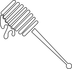 Honey dipper stick with dripping honey icon silhouette, smooth texture and glossy appearance. in studio food photography with nature elements, isolated on transparent background, for food or taste