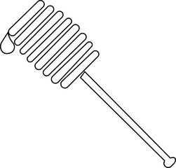 Honey dipper stick with dripping honey icon silhouette, smooth texture and glossy appearance. in studio food photography with nature elements, isolated on transparent background, for food or taste