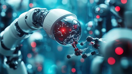 Robotic Arm Examining Molecular Structure