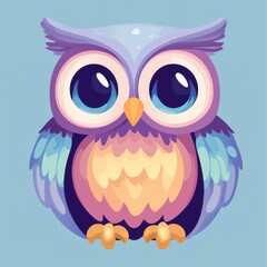 Naklejka premium Colorful cartoon owl illustration digital art whimsical playful bright colors fun design eye-catching appeal