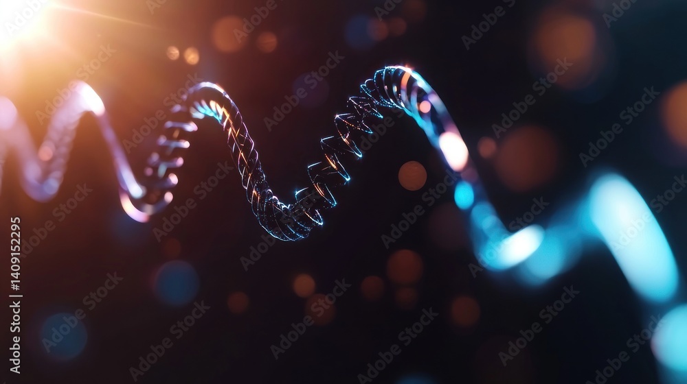 Canvas Prints abstract swirling helix against dark bokeh background