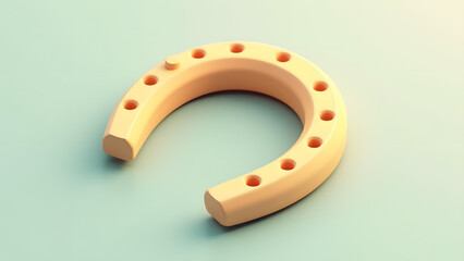A 2.5D isometric horseshoe in pastel colors with crisp outlines and soft shadows. Playful yet technically precise HD render.
