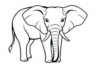 Obraz premium Elephant, line art coloring book vector illustration on white background