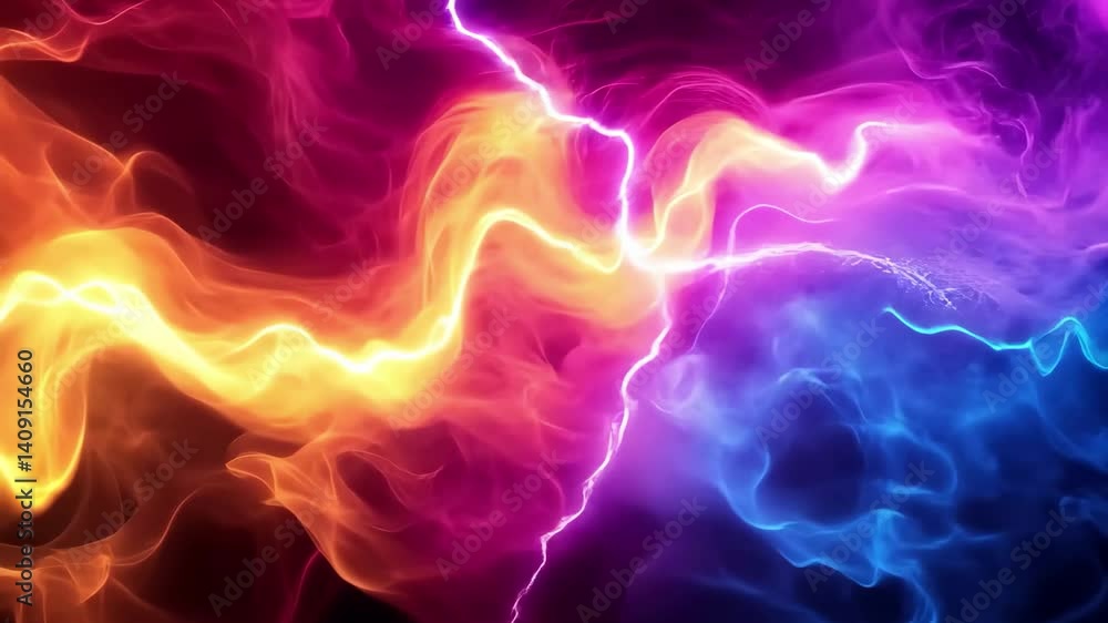 Poster vibrant abstract background with colorful lightning bolts illuminating the space, abstract backgroun