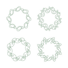 Green abstract circle line art decoration isolated flat design.