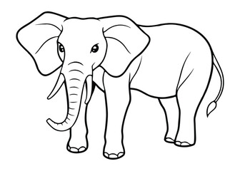 Fototapeta premium Elephant, line art coloring book vector illustration on white background