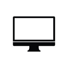 Desktop computer black and white flat vector icon and symbol design