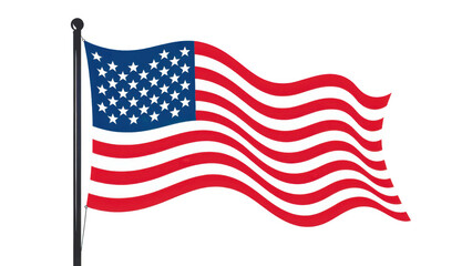 Waving american flag illustration on transparent background