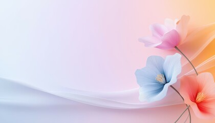 Beautiful pastel flowers with soft flowing background in gentle hues.