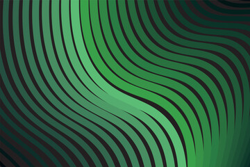 Abstract black background with green and light green lines and waves. Vector illustration of background.