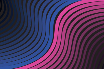 Abstract black background with blue and pink lines and waves. Vector illustration of background.