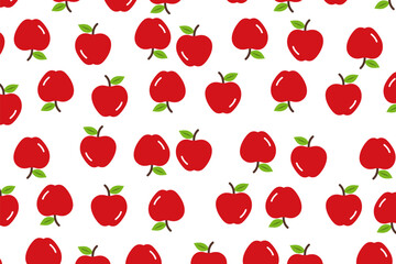 Seamless red apple pattern design, hand drawn apple pattern template vector