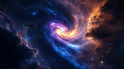 Obraz premium A mesmerizing view of a galactic tornado with stars and glowing trails, rendered as space art for wallpapers and cosmic visuals