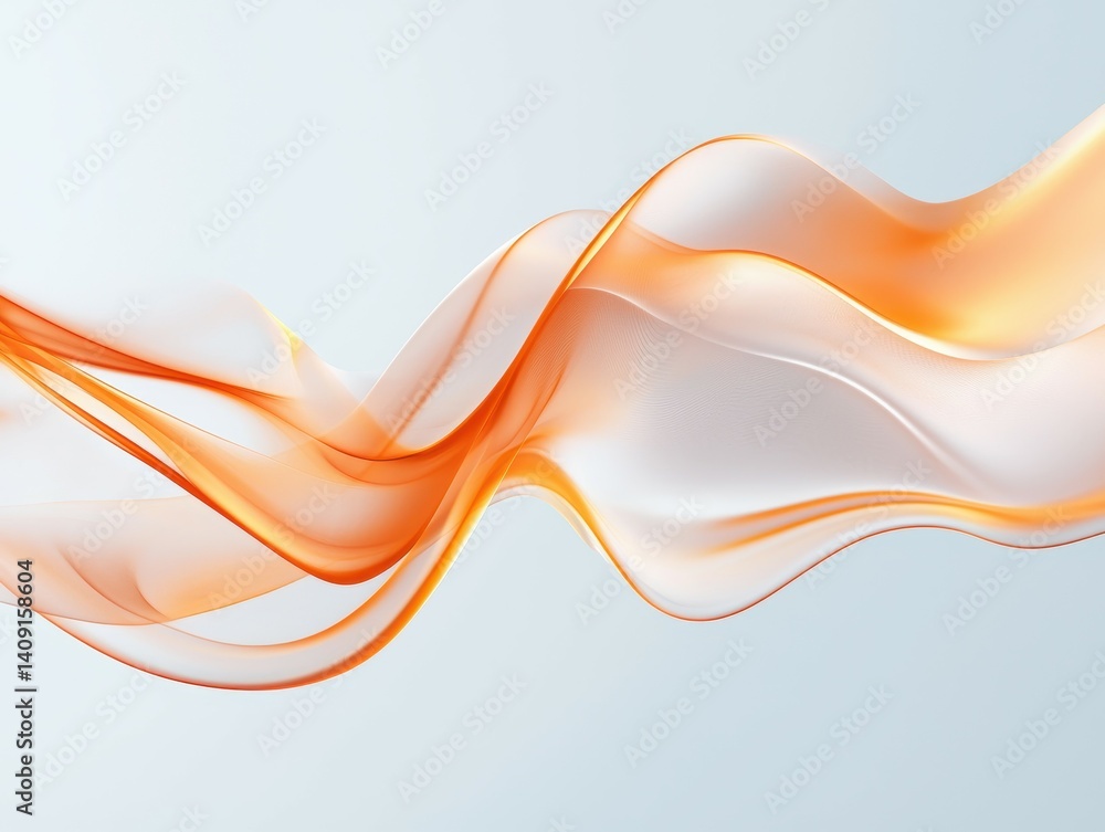 Poster elegant flowing orange and white abstract waves creating a soft visual flow.