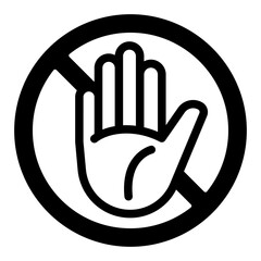 Obraz premium Palm of hand please stop solid icon, beware warning danger concept. Vector graphics. Hand stop gesture sign on white background, glyph style mobile or design.