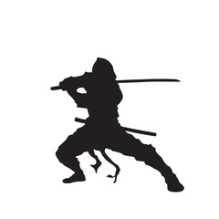 Silhouette of ninja pose attack vector icon set illustration isolated on white background. © design box