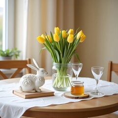 vase with flowers on table