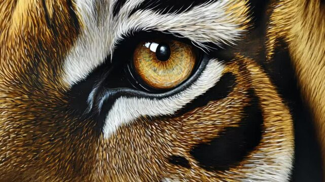 Realistic close up of a tiger's face showcasing intricate details and striking eye contrast, Close up of face realistic tiger