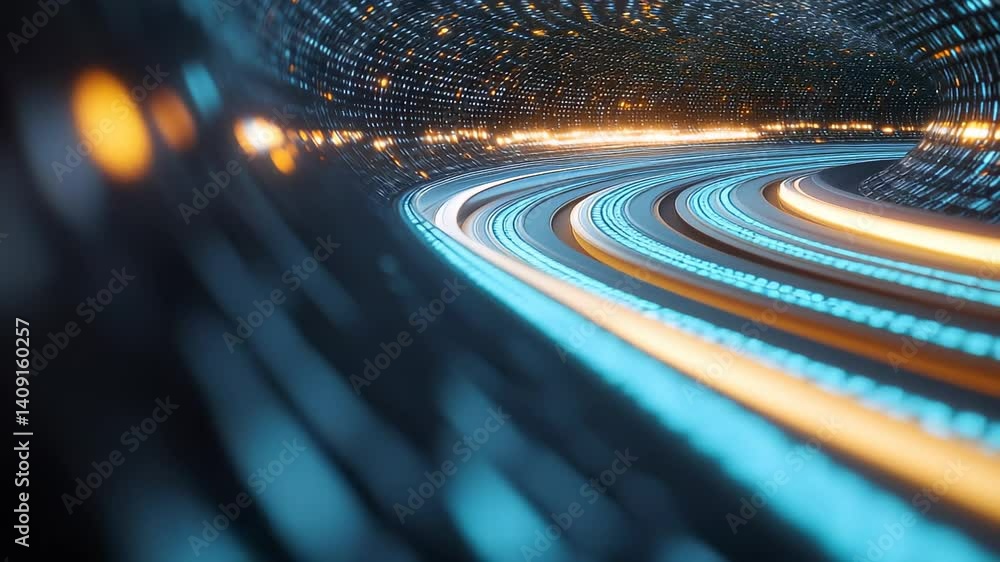 Poster dynamic light trails in a tunnel